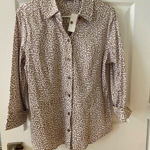 New York & Company Leopard Print Blouse - Brown and White